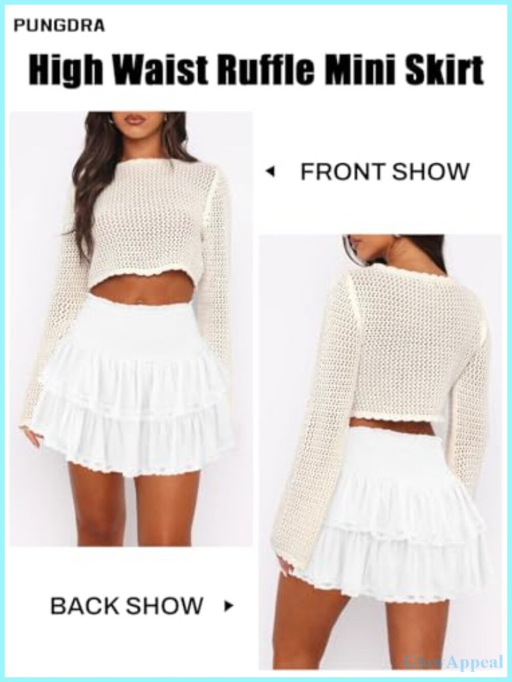 Women's Ruffle Skort Flowy Mini Skirt with Built-In Shorts for Summer, Golf, - Picture 2 of 6